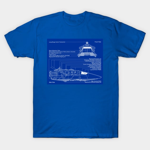 Chariot Spaceship Blueprint T-Shirt by Starbase79